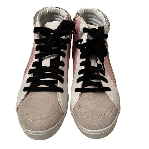 Justice Sport Hi Top Sneakers With Silver Sequins NWT Size 6 - Picture 1 of 10